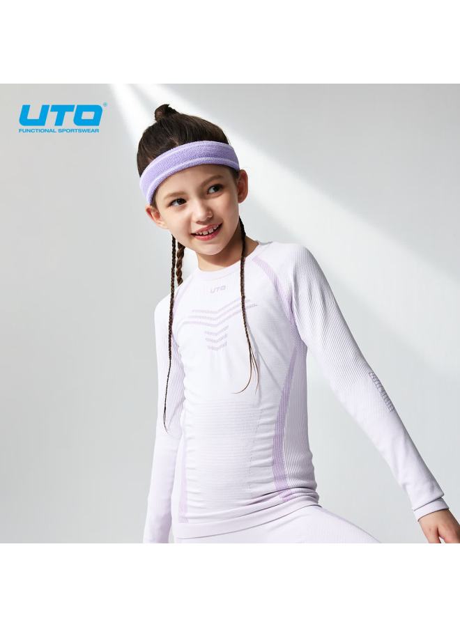 Uto Uni Kids Quick-dry Sports Set Running Ski Thermal Black Purple 150 - Image 3