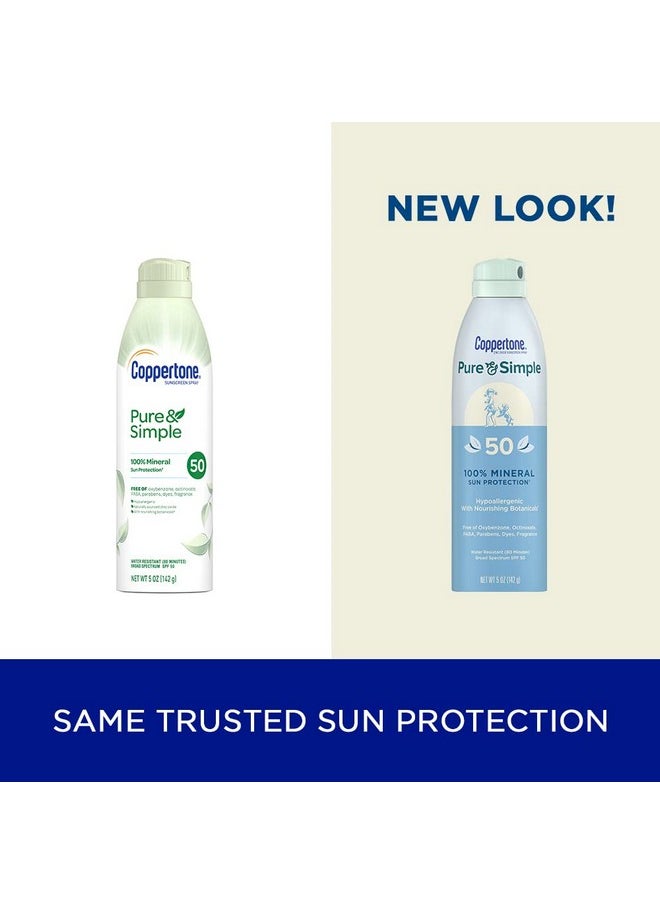Coppertone Pure And Simple Zinc Oxide Mineral Sunscreen Spray Spf 50 Water Resistant Broad Spectrum Spf 50 Sunscreen For Sensitive Skin 5 Oz Spray  - Image 2