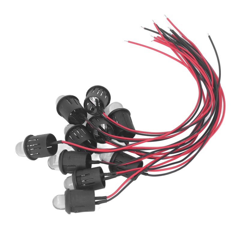 10Pcs LED Diode Light 10mm 12V Pilot Light Indicator with Waterproof Line for Car Boat Blue - Image 3
