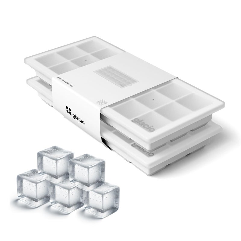glacio Small Ice Cube Silicone Trays - Covered Flexible Ice Molds with Lids - Set of 2 - Image 1