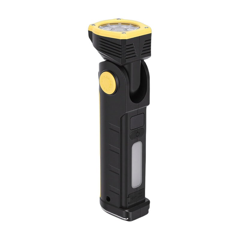 Yellow Rechargeable LED Work Light ABS 90 Rotatable 7 Modes Digital Display for Camping Car Repair - Image 1