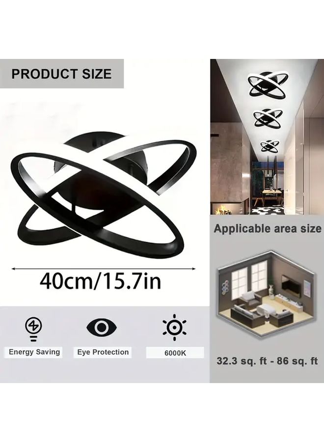 مصباح سقف حديث من نوع LED بلون أبيض بتصميم بيضاوي مزدوج وتركيب شبه مُدمج - Image 3
