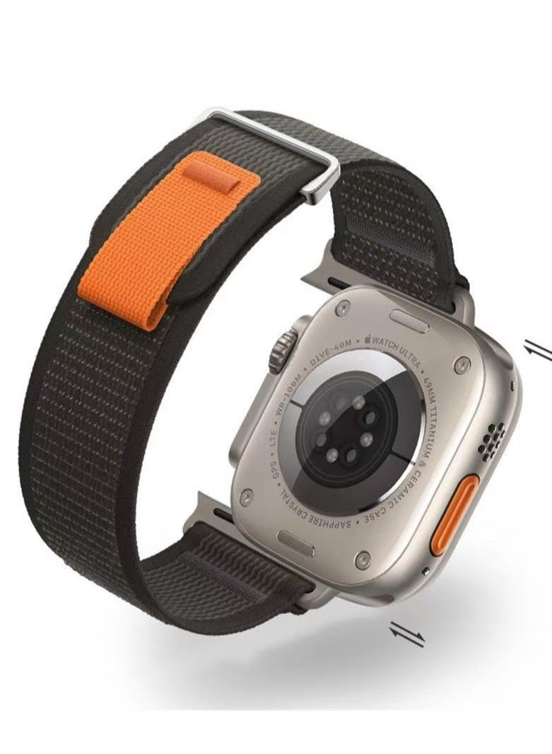 Watch Nylon Band 42/44/45/46/49mm Compatible with Apple Watch Series 8/7/SE/6/5/4/3/2/1 Black - Image 2