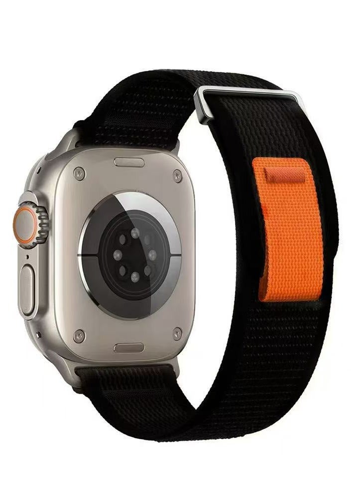 Watch Nylon Band 42/44/45/46/49mm Compatible with Apple Watch Series 8/7/SE/6/5/4/3/2/1 Black - Image 1