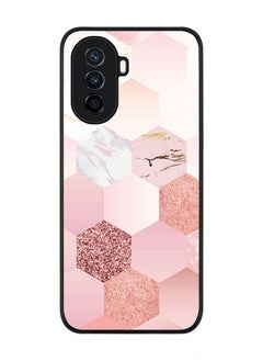 Stylizedd Rugged Black edge case for Huawei Nova Y70  Slim fit Soft Case Flexible Rubber Edges Anti Drop TPU Gel Thin Cover - Marble Pink Honeycomb  - Image 1