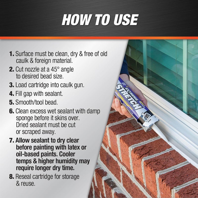 DAP Extreme Stretch Acrylic Urethane Sealant, Clear, 10.1 oz - Image 4