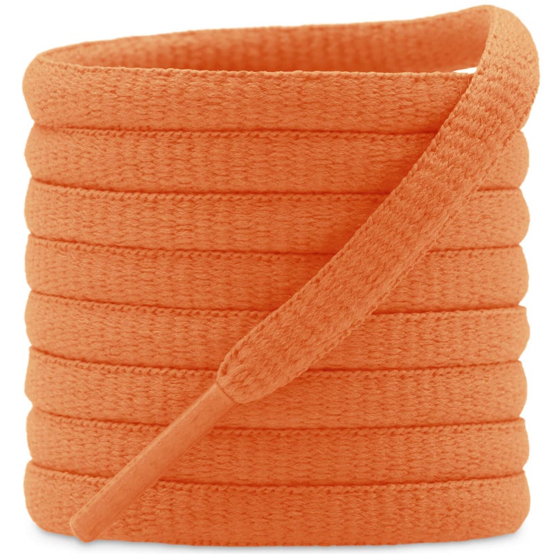 DELELE 2Pair Oval Shoes laces 42 Colors Half Round 1/4" Athletic ShoeLaces for Sport/Running Shoes Shoe Strings Fluorescent Orange -45 inch - Image 1