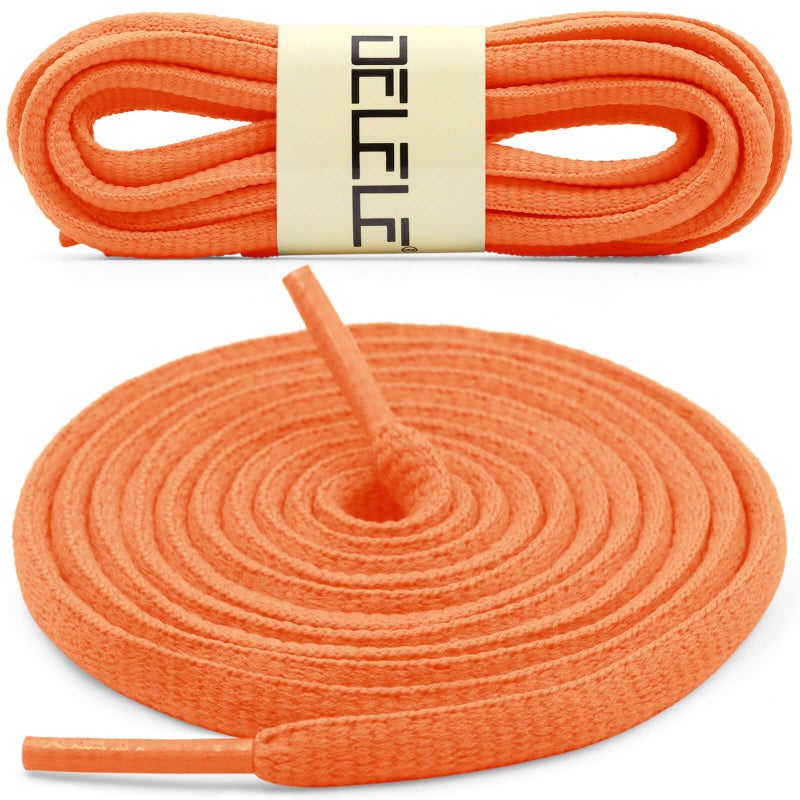 DELELE 2Pair Oval Shoes laces 42 Colors Half Round 1/4" Athletic ShoeLaces for Sport/Running Shoes Shoe Strings Fluorescent Orange -45 inch - Image 2