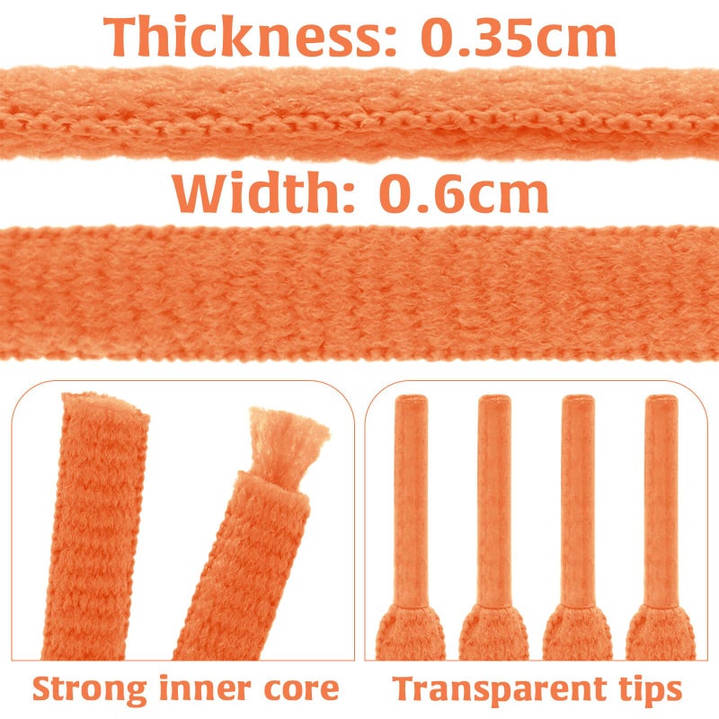 DELELE 2Pair Oval Shoes laces 42 Colors Half Round 1/4" Athletic ShoeLaces for Sport/Running Shoes Shoe Strings Fluorescent Orange -45 inch - Image 3