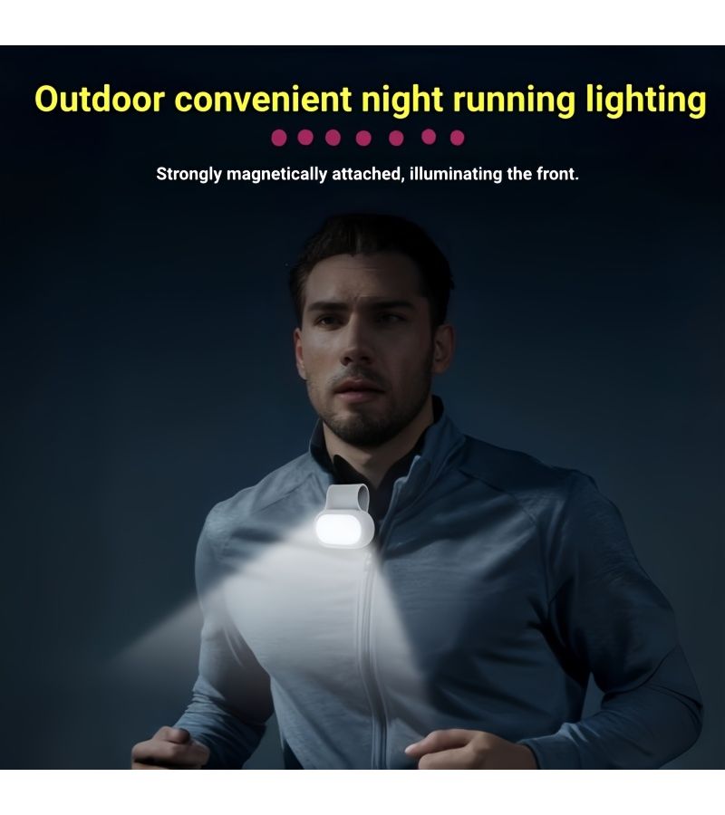 Outdoor LED Sports Clip Light Gray Rechargeable Portable Magnetic Dual Color Four Mode Lightweight Soft Material Type C Lighting For Running Hiking Cycling Work - Image 4