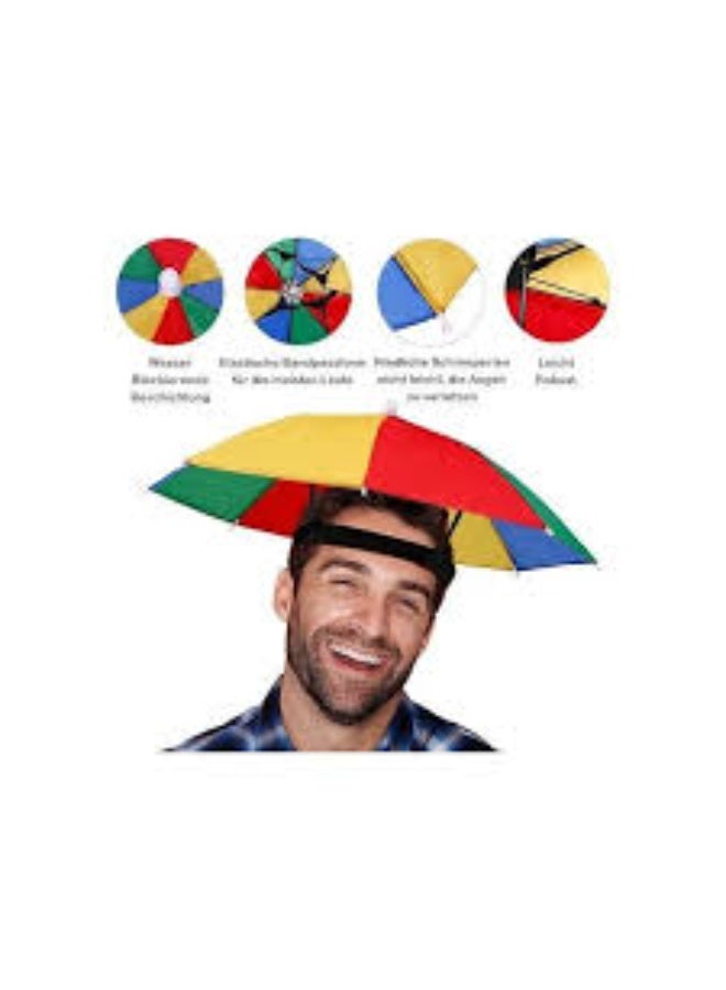 Rainbow Color Foldable Sun and Rain Umbrella Hat - Image 3