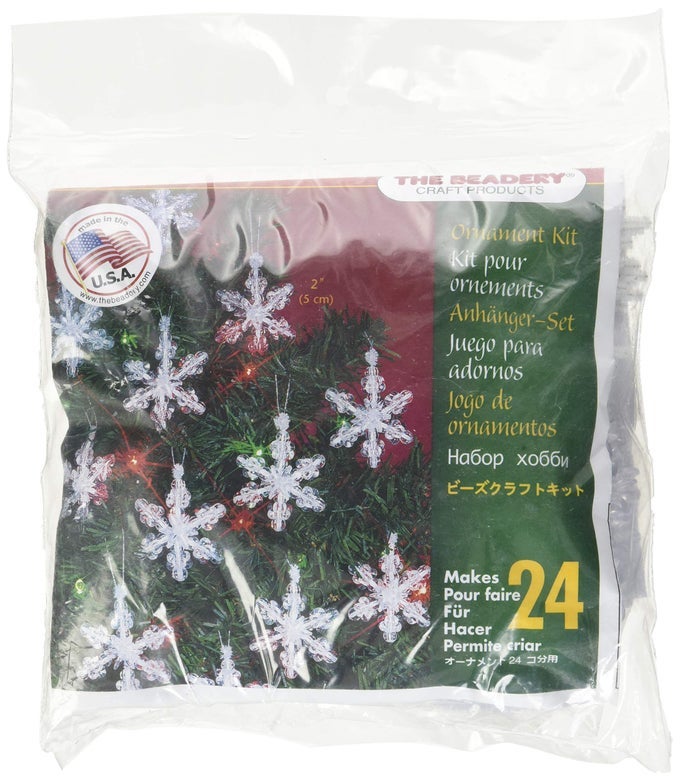 HOLIDAY BEADED ORNAMENT KIT 2INCH MINI SNOWFLAKES MAKES 24 ORNAMENTS