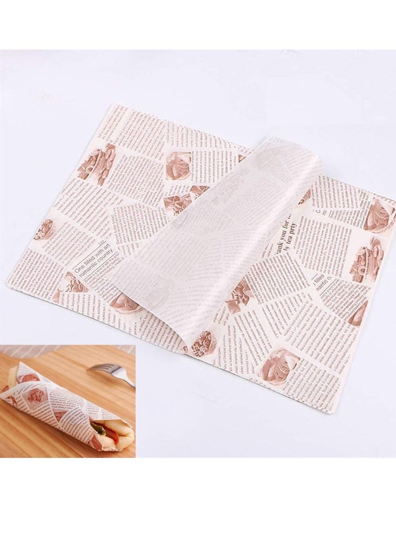 SYOSI 100 Pieces Sandwich Wrapper Waxed Baking Paper Disposable Greaseproof Greaseproof Paper Square Food Wrap Waxed Paper Food Tray Liner for Burger Cake Bread - Image 1