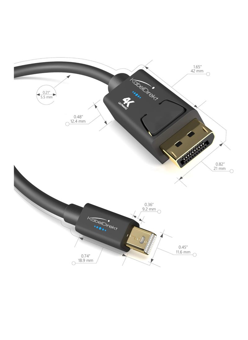 Mini DisplayPort Thunderbolt to HDMI Cable - 2m UHD 4K/60Hz v1.2 for PC Mac DP Connector with Shutter Black