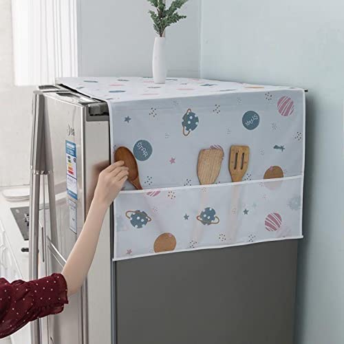 wolpin 1 Pc Top Double Door Fridge Cover | Waterproof Refrigerator Protector with Designer Prints & 6 Utility Pockets for Kitchen Organization - Image 2