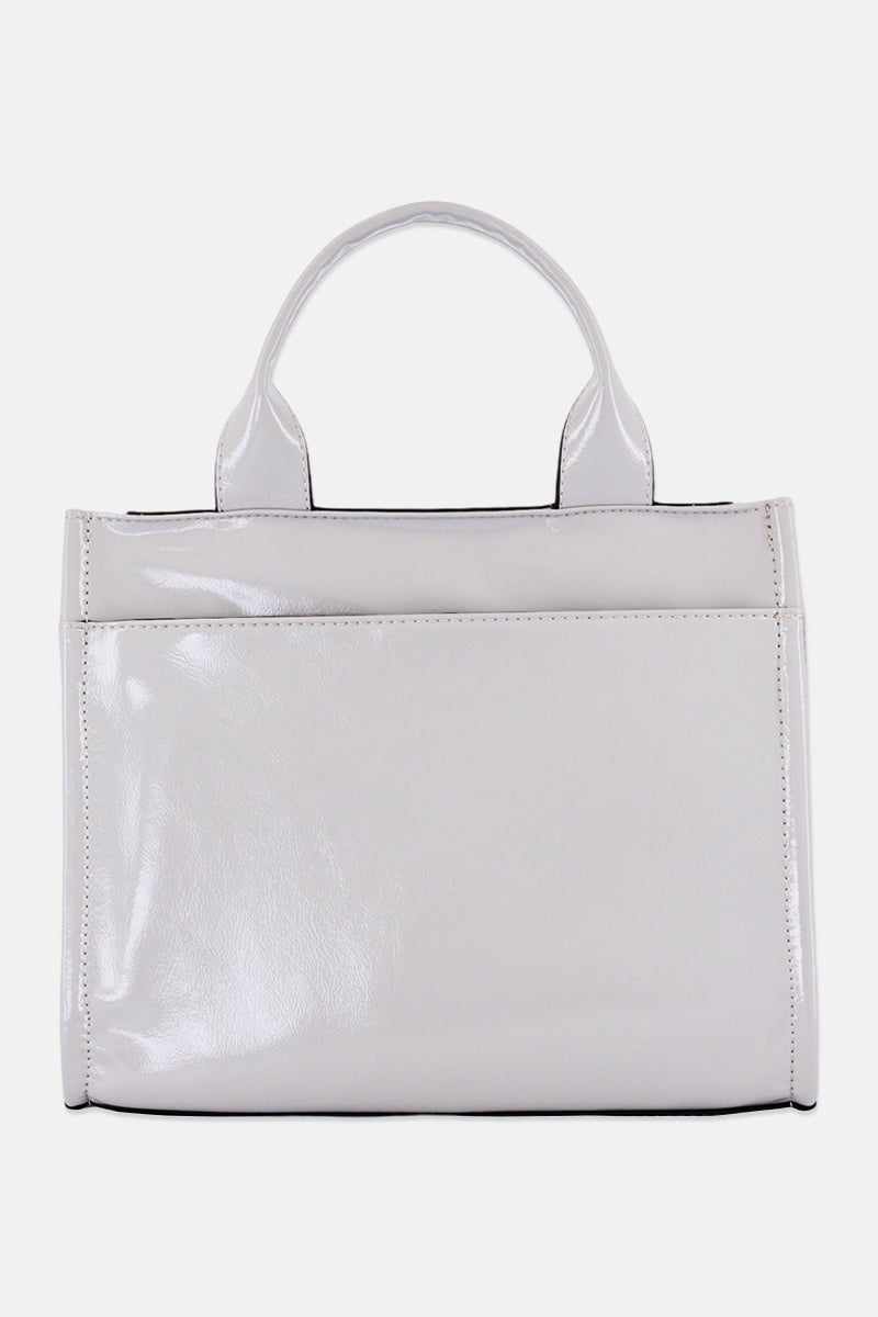 DKNY Women Brand Logo Tote Bag, Grey - Image 3