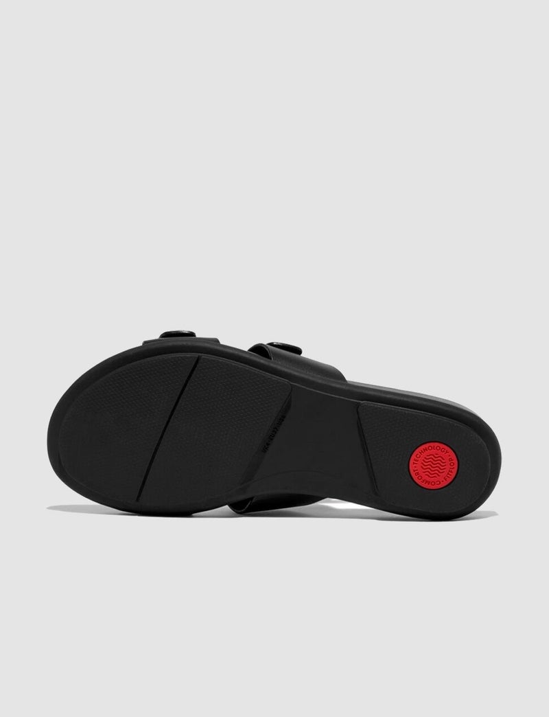 FitFlop Gracie Fv1 Double Buckle Black Women's Slippers - Image 3