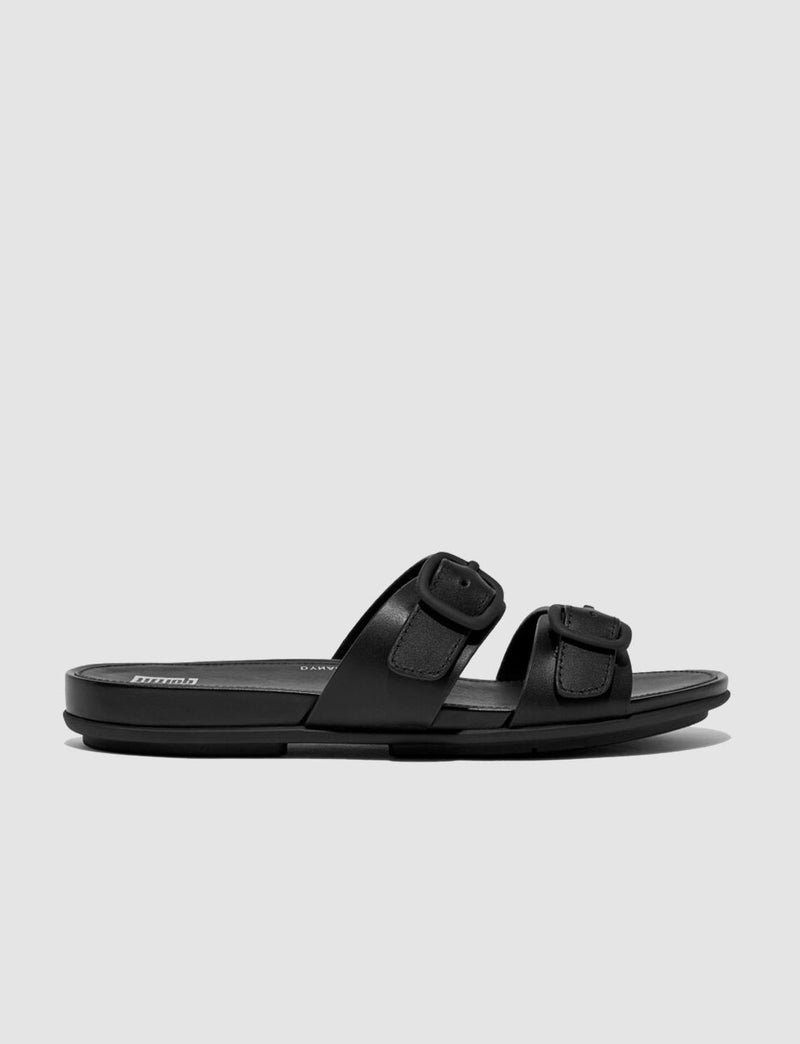 FitFlop Gracie Fv1 Double Buckle Black Women's Slippers - Image 1
