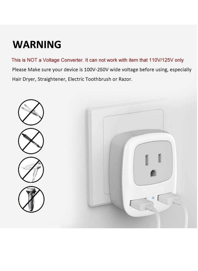 المملكة المتحدة أيرلندا هونج كونج محول الطاقة قابس السفر الدولي مع 2 USB نوع G محول منفذ محول شاحن للولايات المتحدة الأمريكية إلى إنجلترا البريطانية اسكتلندا الأيرلندية قطر لندن - Image 2