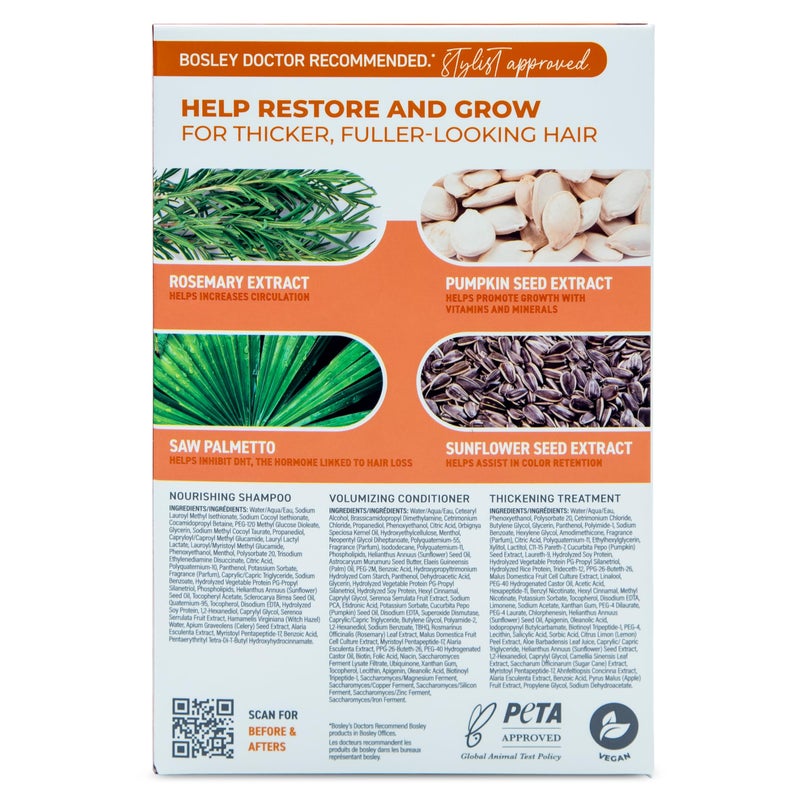 BosleyMD BosRevive Color-Safe Hair Care Kit for Thinning Hair, Starter Size (30 Days) â€“ Shampoo, Conditioner & Thickening Treatment with Biotin, Panthenol & Botanical Extracts - Image 4