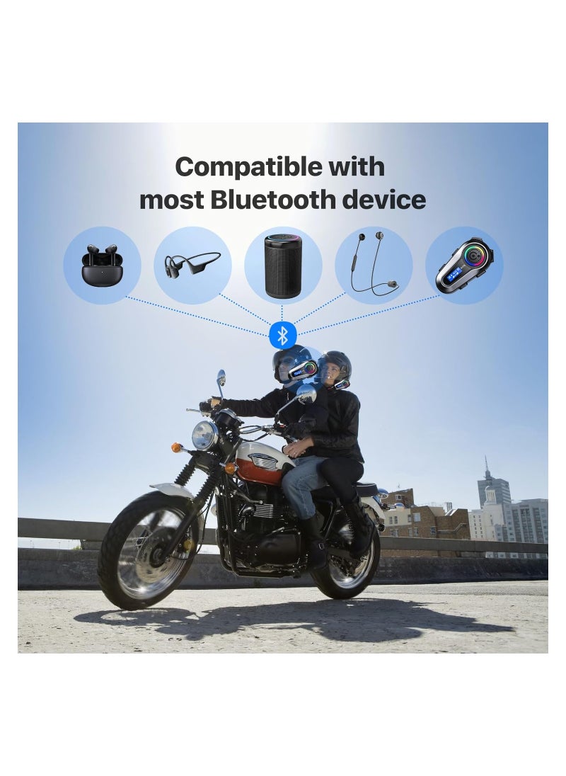 SYOSI - Motorcycle Helmet Bluetooth Headset, 2 Riders Intercom Headphone, Motorcycle Helmet Speakers, with Noise Cancellation & Music Sharing, for Motorcycling Riding Skiing Climbing, Intercom Headset - Image 1