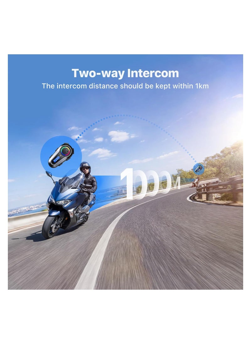 SYOSI - Motorcycle Helmet Bluetooth Headset, 2 Riders Intercom Headphone, Motorcycle Helmet Speakers, with Noise Cancellation & Music Sharing, for Motorcycling Riding Skiing Climbing, Intercom Headset - Image 1
