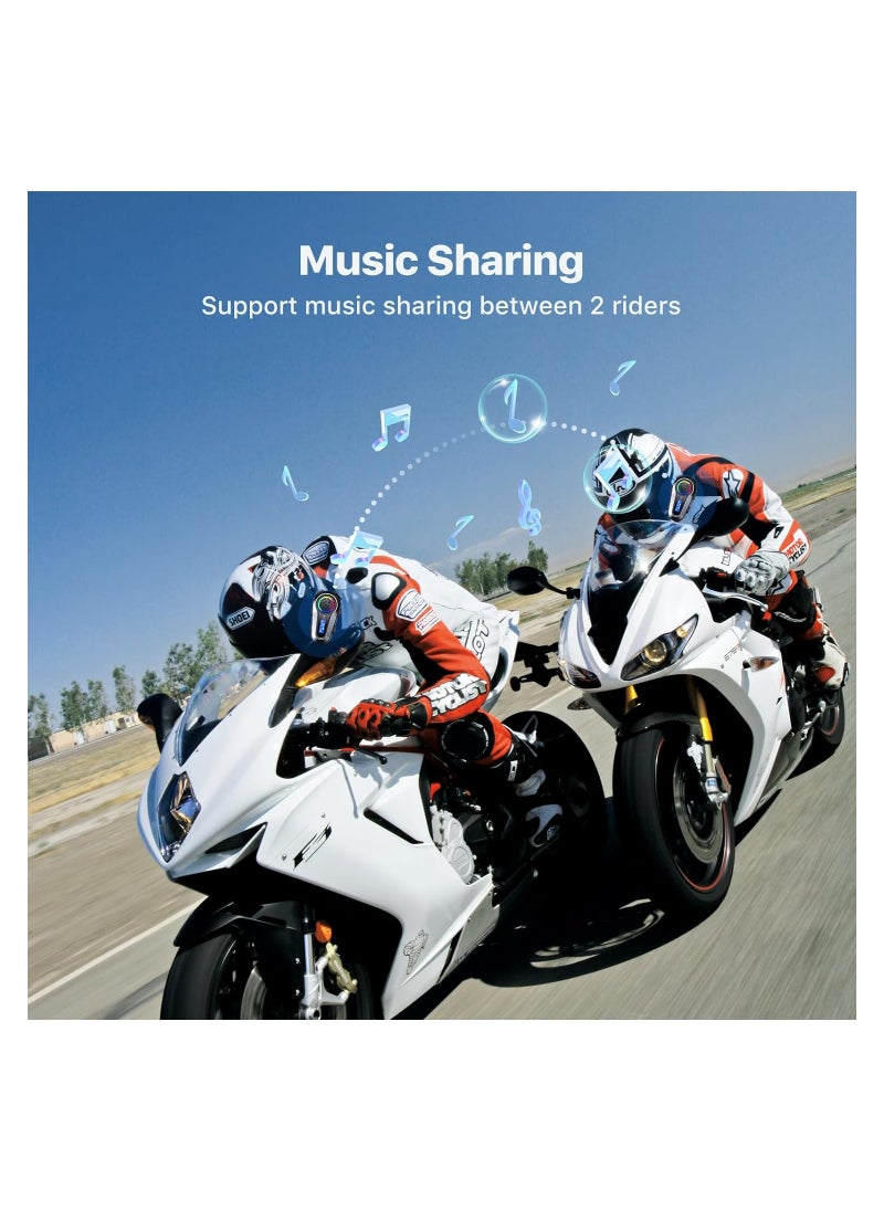 SYOSI - Motorcycle Helmet Bluetooth Headset, 2 Riders Intercom Headphone, Motorcycle Helmet Speakers, with Noise Cancellation & Music Sharing, for Motorcycling Riding Skiing Climbing, Intercom Headset - Image 1