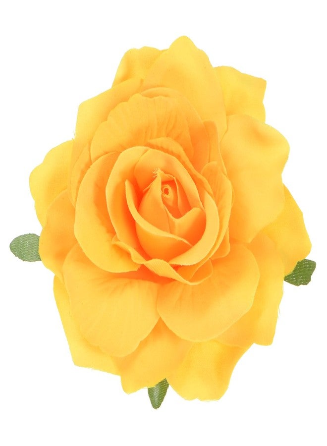 M METERXITY Rose Hair Clip, 4.33 Inch Flower Hairpin Fabric Floral Brooch for Bridal Wedding/Party/Women Hair Accessories, Hair Flowers Headpiece Floral Hair Pins [11cm, Yellow] - Image 1