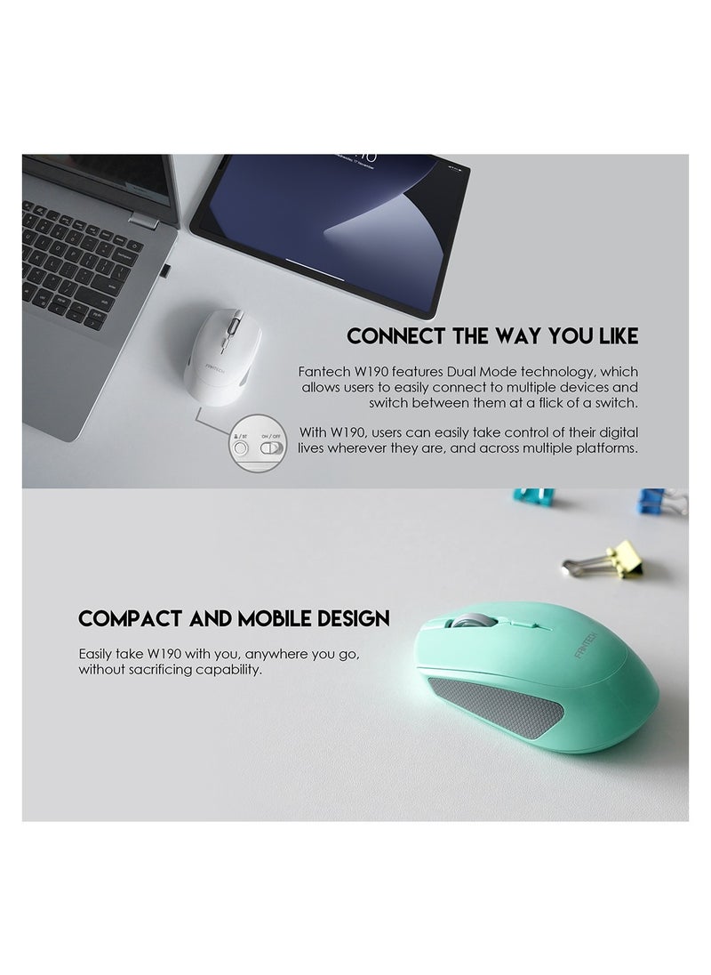 FANTECH W190 Silent Switch Ambidextrous Office Mint Mouse , Supports both Bluetooth & 2.4GHz wireless  - Image 5