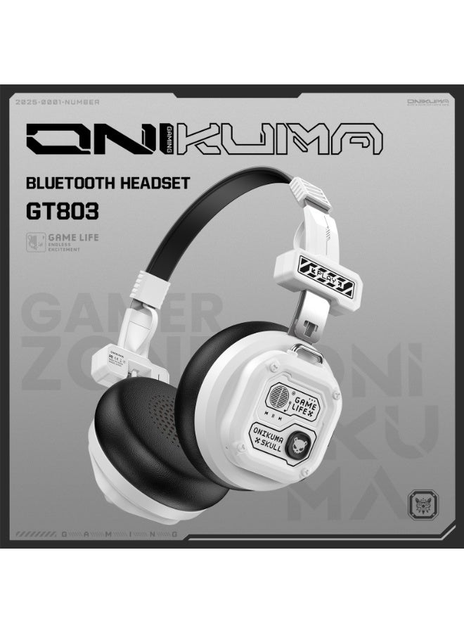 Onikuma GT803 Wireless Bluetooth Headset – Powerful Sound, 50H Battery, Clear Microphone – White - Image 3