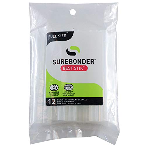 Surebonder Best Stik Heavy Duty Acrylic Hot Glue Sticks 40 Stronger Bond Full Size 4 12 Pack Cloudy White