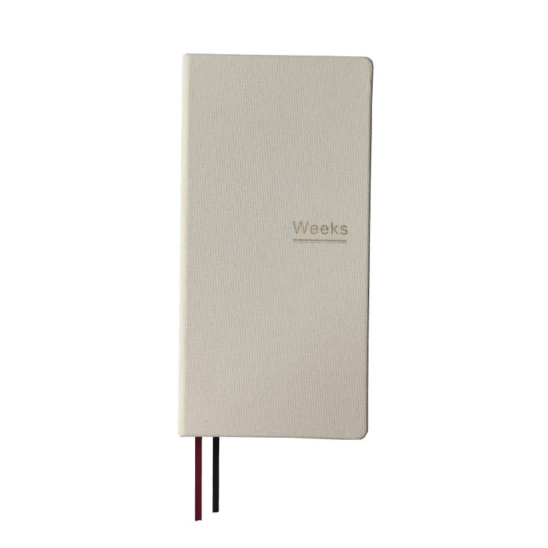 receip Undated Weekly Planner Notebook Pocket Organizer Appointment Book Journal Notebook A6 Week Plan Notepad (Beige) - Image 1