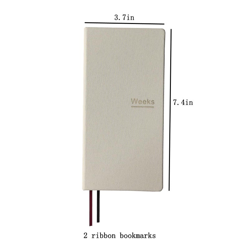 receip Undated Weekly Planner Notebook Pocket Organizer Appointment Book Journal Notebook A6 Week Plan Notepad (Beige) - Image 2
