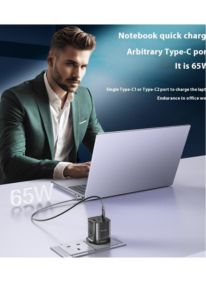 بيوينتي شاحن سفر من نيتريد الغاليوم بمدخل 3 منافذ، 30 واط، شاحن سريع بريطاني، شاحن متعدد المنافذ نوع C، مناسب لأجهزة أبل وهواوي - Image 2