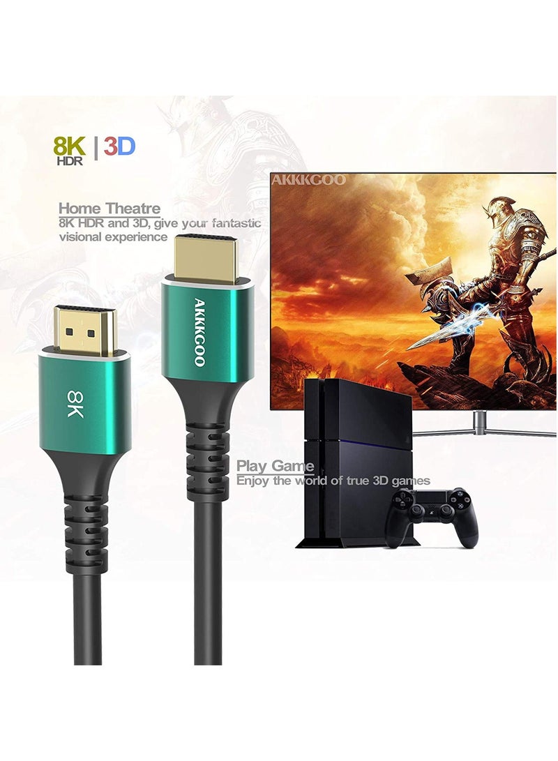 AKKKGOO 8K HDMI Cable 1.5M HDMI 2.1 Cable Real 8K High Speed 48Gbps 8K(7680x4320)@60Hz 4K@120Hz Dolby Vision HDCP2.2 HDR4:4:4 HDR eARC Compatible with Apple TV Samsung QLED TV  - Image 4