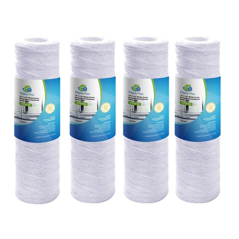 CFS 4 Pack String Wound Water Filter Cartridges Compatible with RS5DS Models  Removes Bad Taste  Odor  Universal Whole House Replacement Filter Cartridge  5 Micron