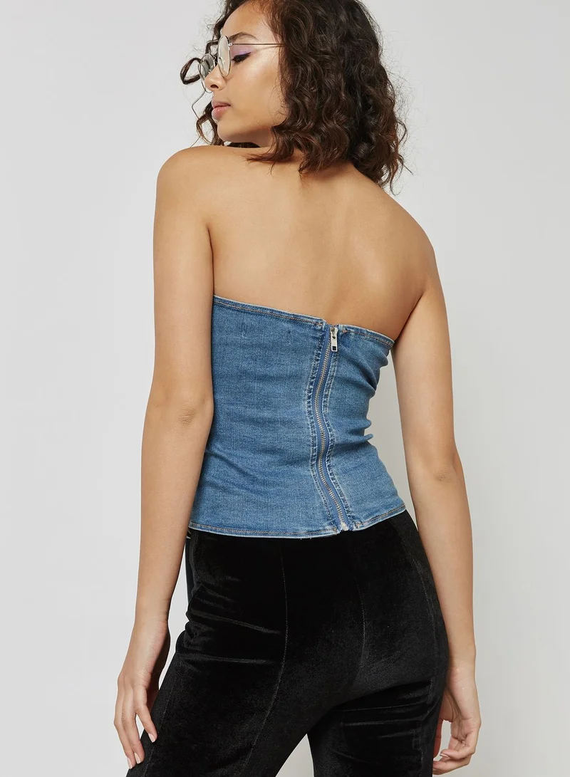 Missguided Denim Wrap Top