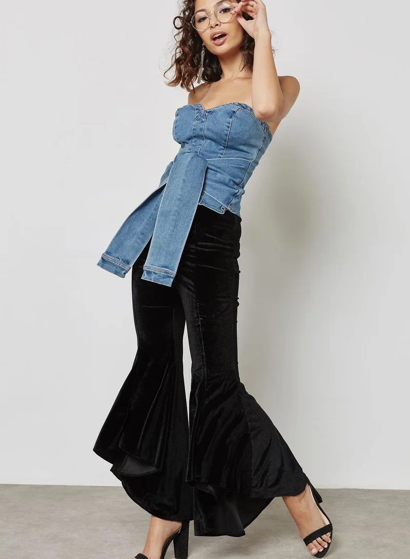 Missguided Denim Wrap Top