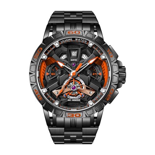 LILUOKE Mens Watches Wrist Watches Luminous Design Big Face Fashion Quartz Black Watch 30ATM Casual Watch for Men Unique Gifts for Men DTLK9017G04 - Image 1