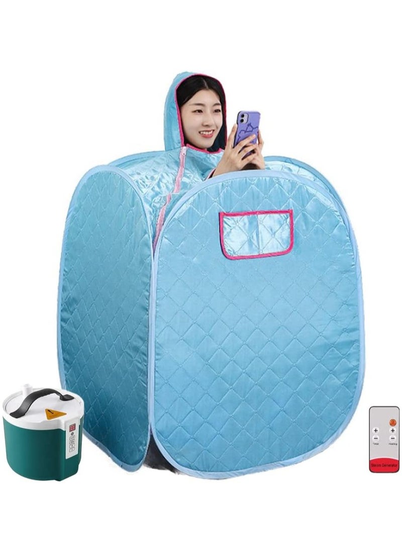 Generic - Portable Steam Sauna Home Spa Private Room Sauna Tent Folding Personal Sauna Bath Kit with Timer Remote Control 2L Steam Pot Carrying Bag for Detox Relaxation (Blue) - Image 1