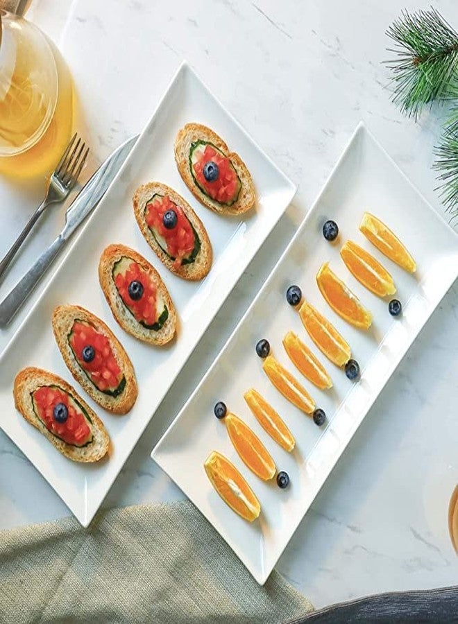 BARCROCK Acrylic Premium Rectangular Serving Plate Use Multipurpose Tray for Snacks, Food and Salads Dessert Plate, Pack of 3 (White) - Image 4