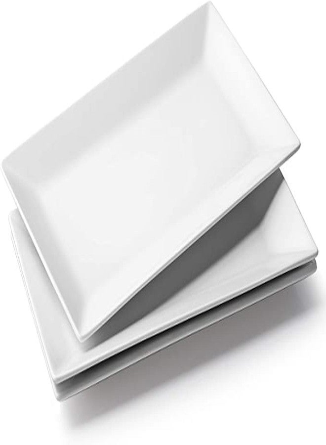 BARCROCK Acrylic Premium Rectangular Serving Plate Use Multipurpose Tray for Snacks, Food and Salads Dessert Plate, Pack of 3 (White) - Image 2