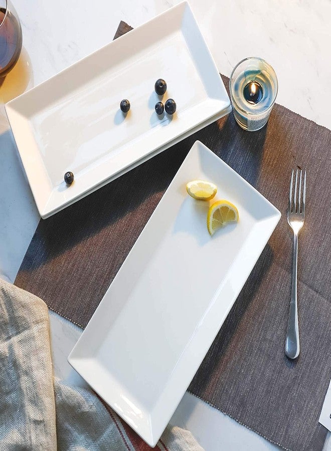 BARCROCK Acrylic Premium Rectangular Serving Plate Use Multipurpose Tray for Snacks, Food and Salads Dessert Plate, Pack of 3 (White) - Image 1