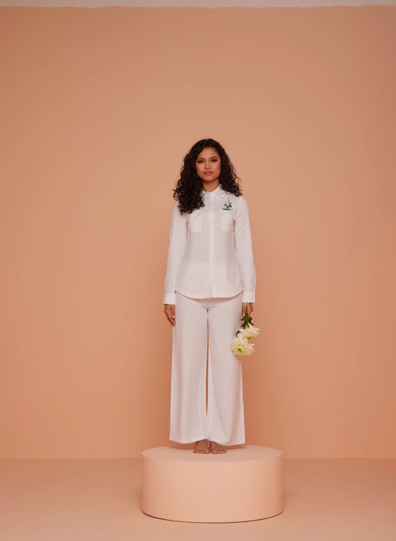 أشيتا فرنانديز High-Waisted Wide-Leg Ankle Pants