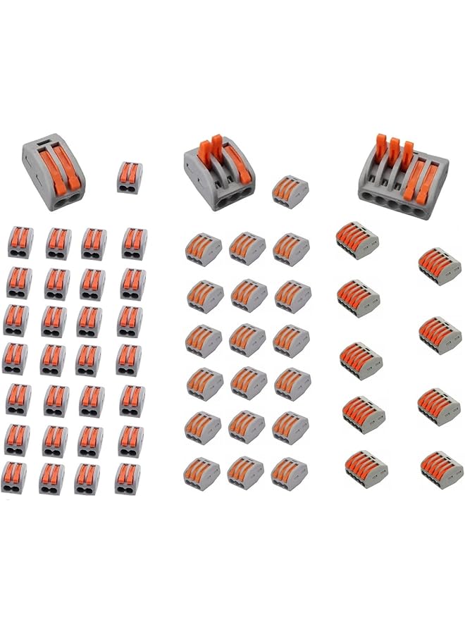 The Bros Lever-Nut Wire Connectors, Quick Wire Connector, Conductor Compact Wire Connectors, Suitable for Multiple Types of Wires (2 Port, 3 Port, 5 Port) 60Pcs - Image 1