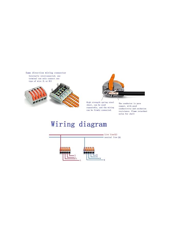 The Bros Lever-Nut Wire Connectors, Quick Wire Connector, Conductor Compact Wire Connectors, Suitable for Multiple Types of Wires (2 Port, 3 Port, 5 Port) 60Pcs - Image 4