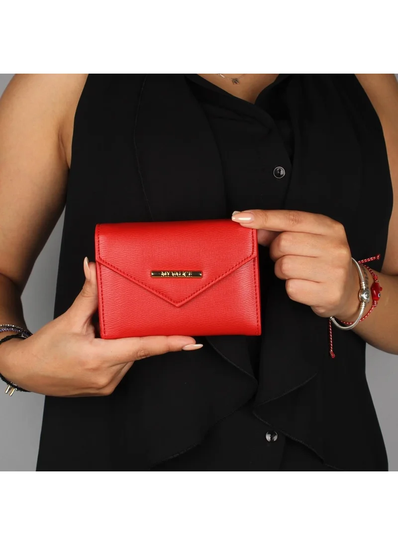 My Valice Women's Leather Wallet and Card Holder 1621 Red