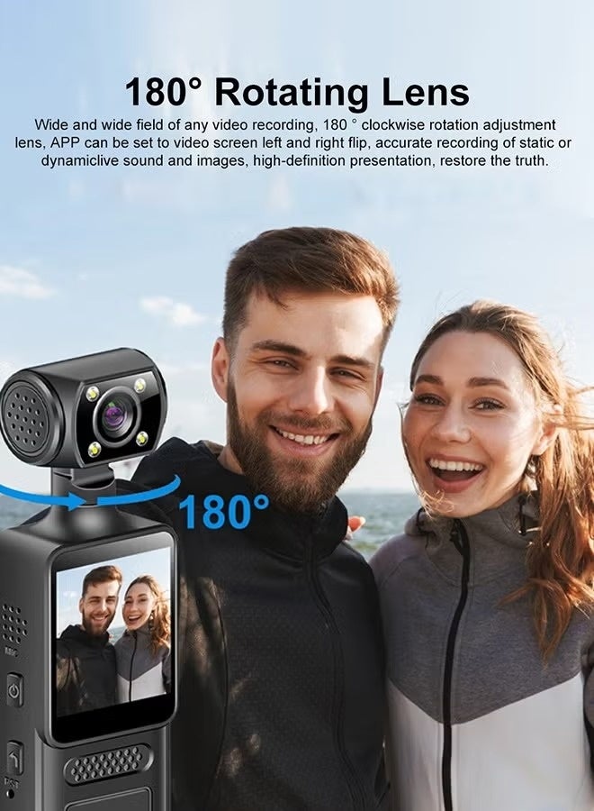 4K Ultra HD Action Camera, 180° Rotating WiFi Camera, Free 128GB Memory Card, Night Vision Wearable Camera, Rotatable Outdoor Video Recorder, Suitable for Sports Cycling Tour, VLOG, Travel Hiking - Image 4