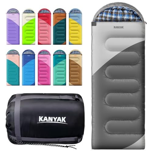 Kanyak Camping Sleeping Bag, 32℉ Sleeping Bags for Adults Kids Teens Cold Weather Warm Sleeping Bag Winter for 3-4 Season Camping, Camping Gear Equipment, Traveling, and Outdoors - Image 1