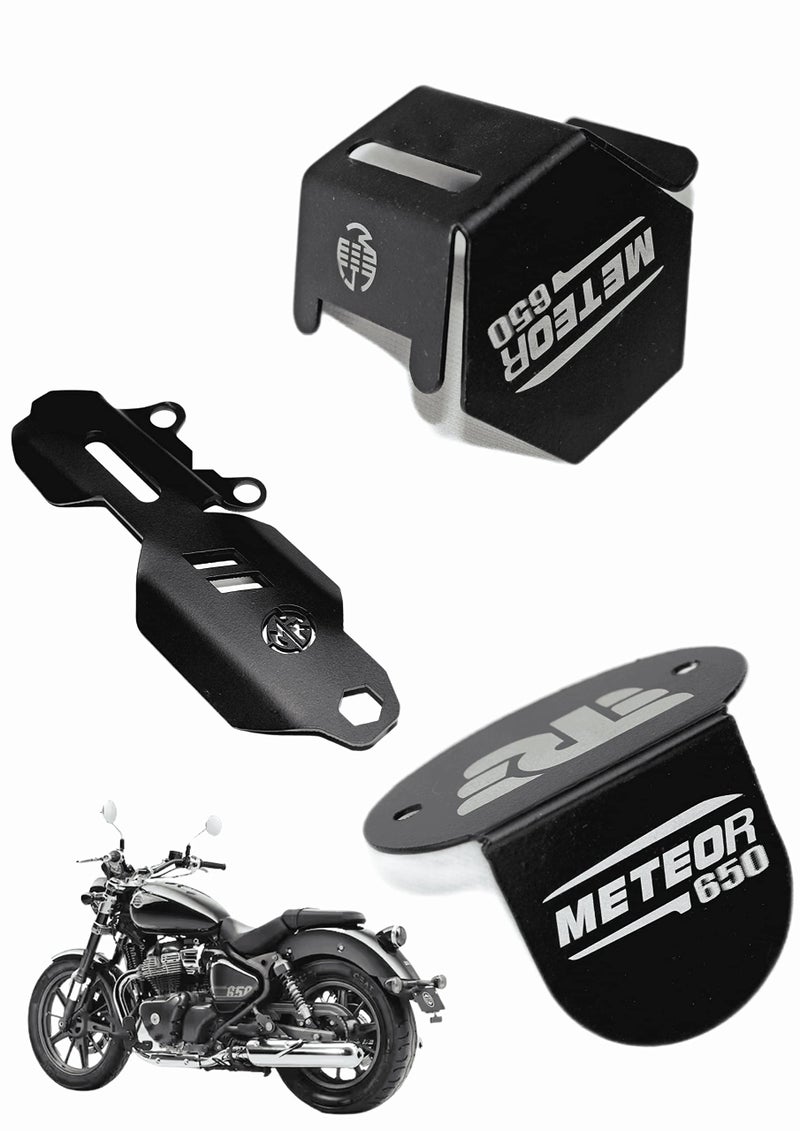 OBEROI'S TRADERS Combo of Super Meteor 650 Master Cylinder Guard, Front Oil Reservoir Cap & Rear Brake Oil Container Guard Accessories Combo (Pack of 3) (Black) - Image 5